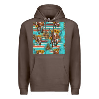 Coffee longhorn bull seamless pattern Premium Hoodie - HRA Design Shop
