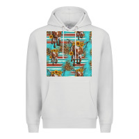 Dove Grey longhorn bull seamless pattern Premium Hoodie - HRA Design Shop