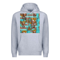 Heather Grey longhorn bull seamless pattern Premium Hoodie - HRA Design Shop