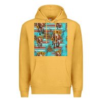 Mustard longhorn bull seamless pattern Premium Hoodie - HRA Design Shop