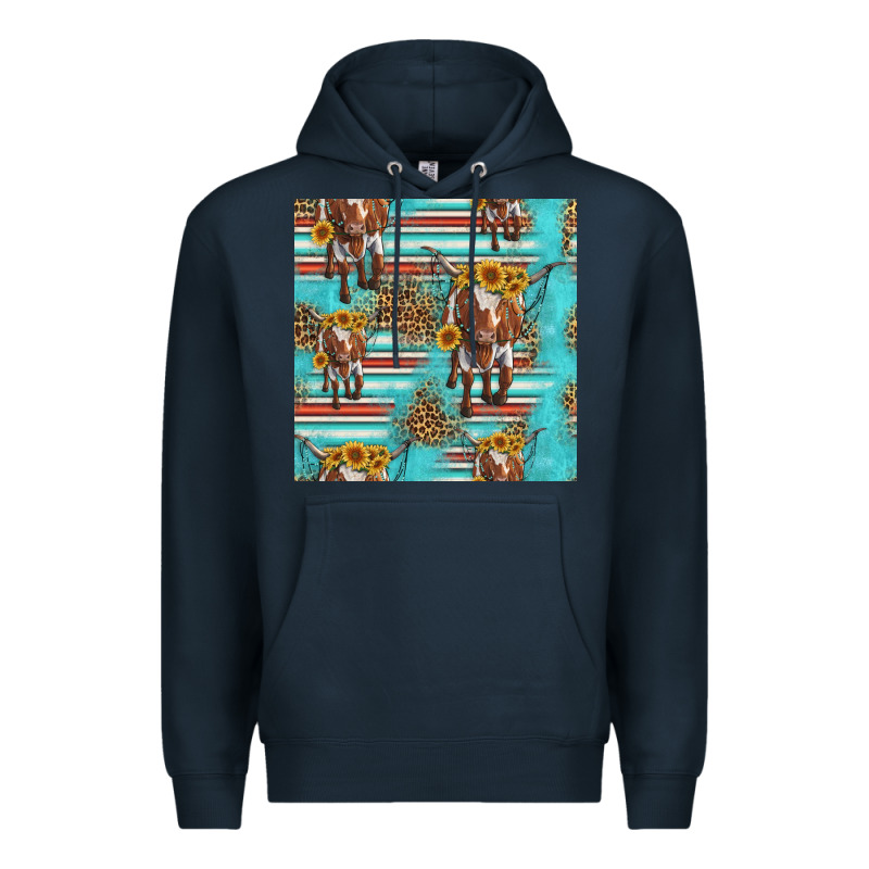 Longhorn Bull Seamless Pattern Premium Hoodie by HRA Design Shop | Teevron