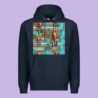 Longhorn Bull Seamless Pattern Premium Hoodie Designed By Hra Design Shop