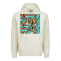 Oatmeal Heather longhorn bull seamless pattern Premium Hoodie - HRA Design Shop