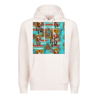 Pale Pink longhorn bull seamless pattern Premium Hoodie - HRA Design Shop