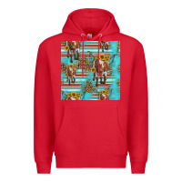 Red longhorn bull seamless pattern Premium Hoodie - HRA Design Shop