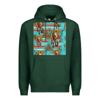 Sports Green longhorn bull seamless pattern Premium Hoodie - HRA Design Shop