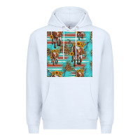 White longhorn bull seamless pattern Premium Hoodie - HRA Design Shop