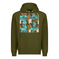 Army Green charolais cow seamless pattern Premium Hoodie - HRA Design Shop