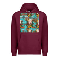 Burgundy charolais cow seamless pattern Premium Hoodie - HRA Design Shop