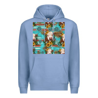 Colony Blue charolais cow seamless pattern Premium Hoodie - HRA Design Shop