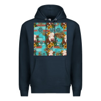 Navy charolais cow seamless pattern Premium Hoodie - HRA Design Shop