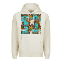 Oatmeal Heather charolais cow seamless pattern Premium Hoodie - HRA Design Shop