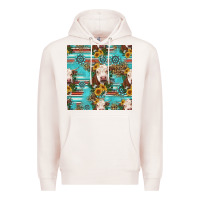 Pale Pink charolais cow seamless pattern Premium Hoodie - HRA Design Shop