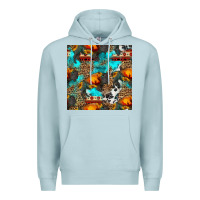 Blue Mist western sunset bison and sunflowers seamless pattern Premium Hoodie - HRA Design Shop