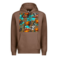 Chestnut western sunset bison and sunflowers seamless pattern Premium Hoodie - HRA Design Shop