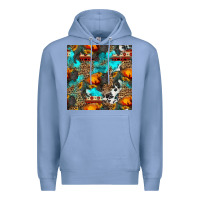 Colony Blue western sunset bison and sunflowers seamless pattern Premium Hoodie - HRA Design Shop