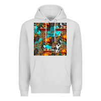 Dove Grey western sunset bison and sunflowers seamless pattern Premium Hoodie - HRA Design Shop