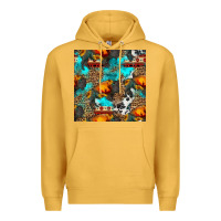 Mustard western sunset bison and sunflowers seamless pattern Premium Hoodie - HRA Design Shop