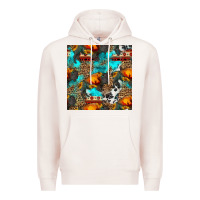 Pale Pink western sunset bison and sunflowers seamless pattern Premium Hoodie - HRA Design Shop