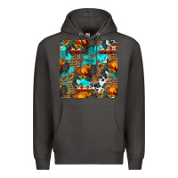 Smoke western sunset bison and sunflowers seamless pattern Premium Hoodie - HRA Design Shop