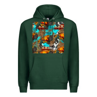 Sports Green western sunset bison and sunflowers seamless pattern Premium Hoodie - HRA Design Shop