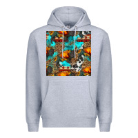 Heather Grey western sunset bison and sunflowers seamless pattern Premium Hoodie - HRA Design Shop