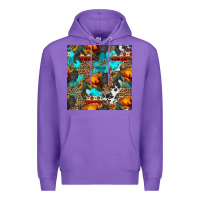 Purple western sunset bison and sunflowers seamless pattern Premium Hoodie - HRA Design Shop