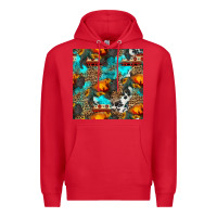 Red western sunset bison and sunflowers seamless pattern Premium Hoodie - HRA Design Shop