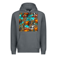 Rock western sunset bison and sunflowers seamless pattern Premium Hoodie - HRA Design Shop