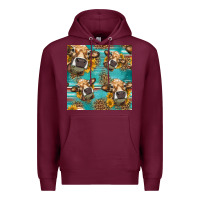 Burgundy western sunflowers cow seamless pattern Premium Hoodie - HRA Design Shop