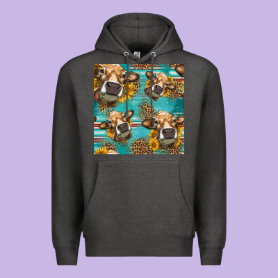 Western Sunflowers Cow Seamless Pattern Premium Hoodie Designed By Hra Design Shop