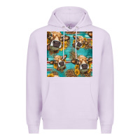 Lilac western sunflowers cow seamless pattern Premium Hoodie - HRA Design Shop