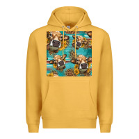 Mustard western sunflowers cow seamless pattern Premium Hoodie - HRA Design Shop