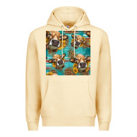 Pina Colada western sunflowers cow seamless pattern Premium Hoodie - HRA Design Shop