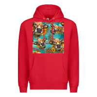 Red western sunflowers cow seamless pattern Premium Hoodie - HRA Design Shop