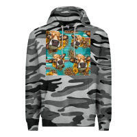 Slate Camo western sunflowers cow seamless pattern Premium Hoodie - HRA Design Shop