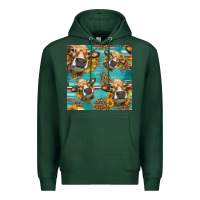 Sports Green western sunflowers cow seamless pattern Premium Hoodie - HRA Design Shop
