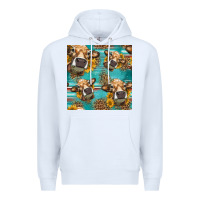 White western sunflowers cow seamless pattern Premium Hoodie - HRA Design Shop