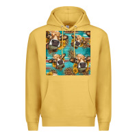 Antique Gold western sunflowers cow seamless pattern Premium Hoodie - HRA Design Shop