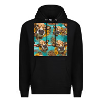 Black western sunflowers cow seamless pattern Premium Hoodie - HRA Design Shop