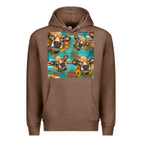 Chestnut western sunflowers cow seamless pattern Premium Hoodie - HRA Design Shop