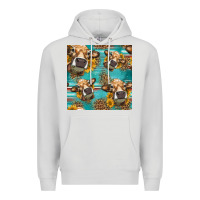 Dove Grey western sunflowers cow seamless pattern Premium Hoodie - HRA Design Shop