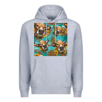 Heather Grey western sunflowers cow seamless pattern Premium Hoodie - HRA Design Shop