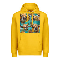 Lemon western sunflowers cow seamless pattern Premium Hoodie - HRA Design Shop