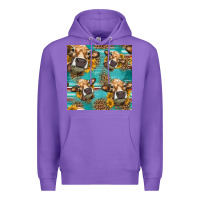 Purple western sunflowers cow seamless pattern Premium Hoodie - HRA Design Shop