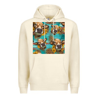 Sandshell western sunflowers cow seamless pattern Premium Hoodie - HRA Design Shop