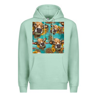 Seafoam western sunflowers cow seamless pattern Premium Hoodie - HRA Design Shop