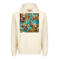 Tofu western sunflowers cow seamless pattern Premium Hoodie - HRA Design Shop