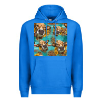 True Royal western sunflowers cow seamless pattern Premium Hoodie - HRA Design Shop