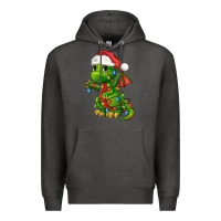 Charcoal Heather Christmas Cute Dragon Premium Hoodie - FaDigitalArtStudio